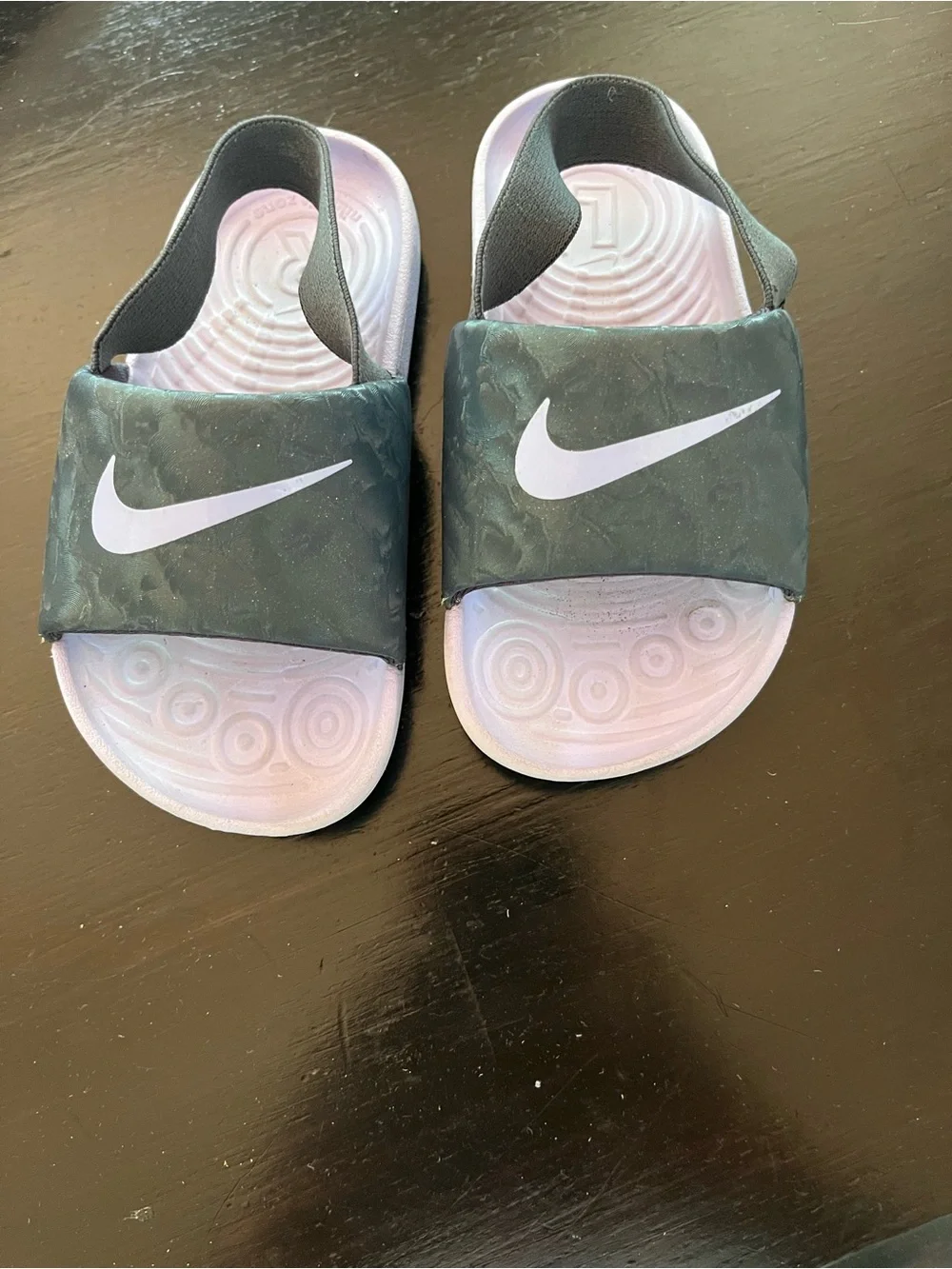 Nike Kids' Black Slide Sandals with Light Purple Footbed